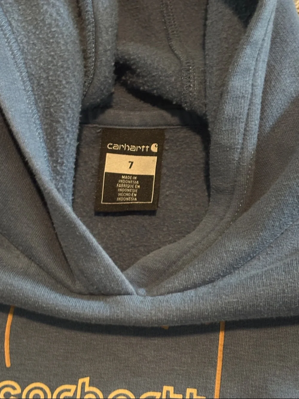 Carhartt Kids Teal Graphic Pullover Hoodie with Gold Logo - Picture 2 of 5